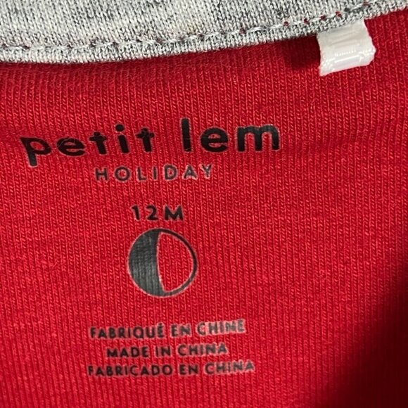 NEW Nordstrom Holly Jolly Sweatshirt Red Petit Lem Size 12 Months Crew Neck Knit - Picture 4 of 10